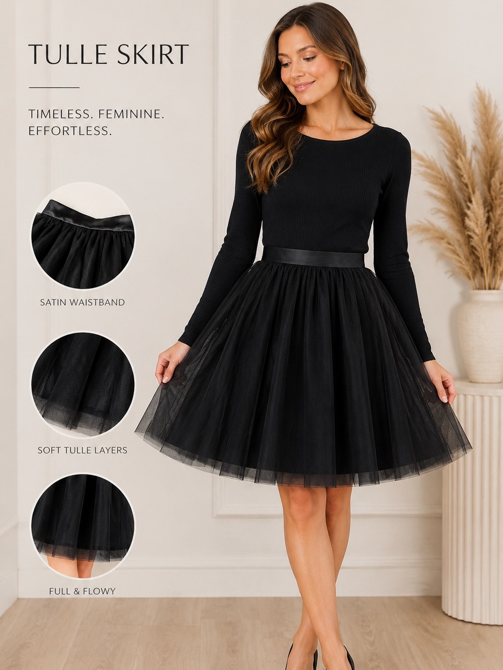 Black Tulle Skirt Midi Full A-Line Balletcore